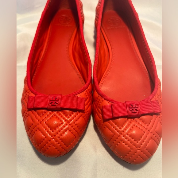 Tory Burch Marion Quilted Ballet Flats Samba Grosgrain Bow Logo sz. 7.5 - Picture 8 of 11